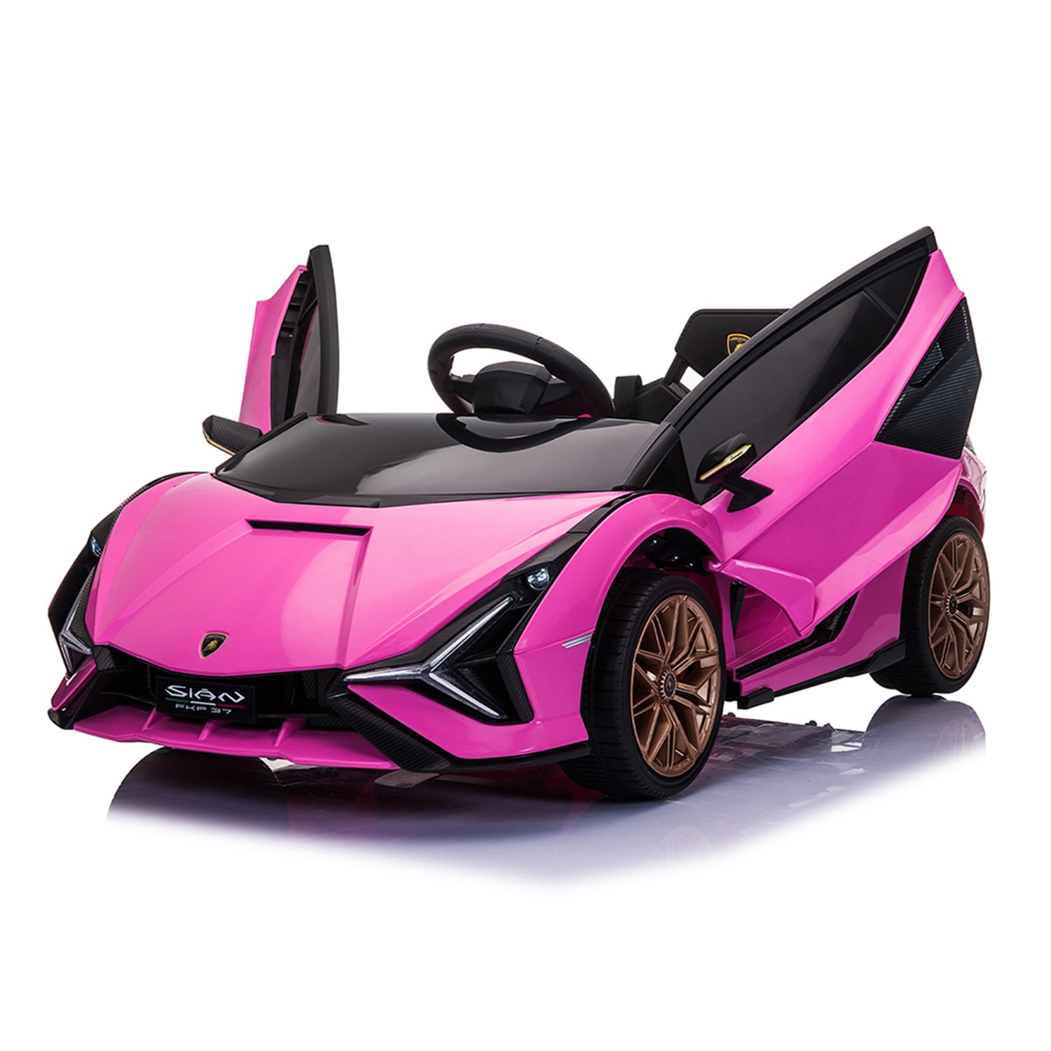 CIPACHO Kids Electric Ride On 12V Licensed Lamborghini SIAN Battery Powered Sports Car Toy with 2 Speeds, Parent Control, Sound System, Pink