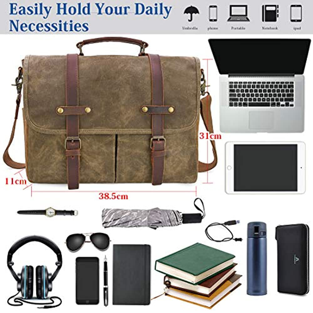 Mens Messenger Bag 15.6 Inch Waterproof Laptop Briefcase Large Satchel  Shoulder Bag Office Travel Bu…See more Mens Messenger Bag 15.6 Inch  Waterproof