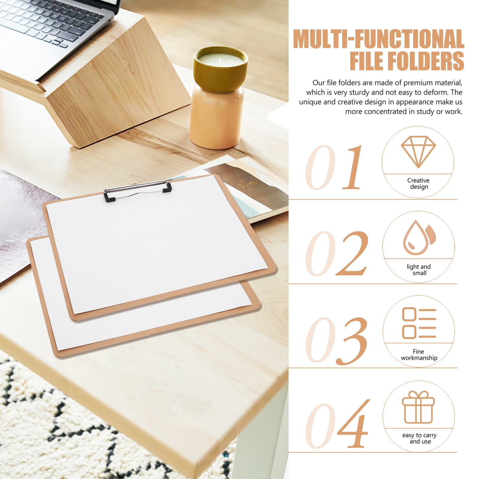 WHAMVOX 3Pcs Nurse Clipboard Portable Document Organizer for Work and School A4 Landscape
