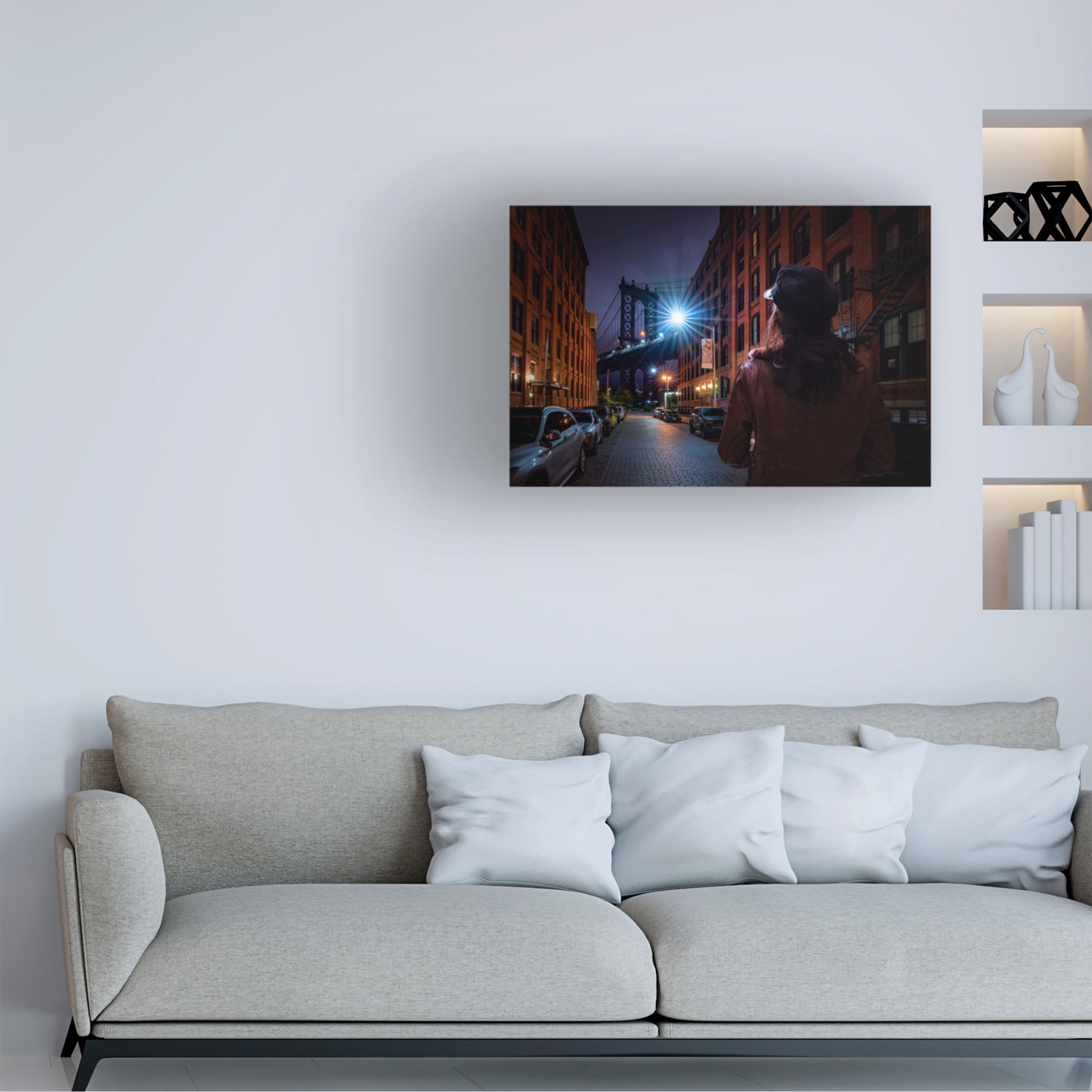 Canvas Wall Art - Patrick Foto 'Manhattan Bridge' Wall Art for Living Room, Bedroom, or Office Décor by Trademark Fine Art - 24 x 16 Inches