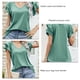 thumbnail image 5 of Camiseta de verano ligera y holgada para mujer, cuello en V, manga con doble volante, 5 of 6