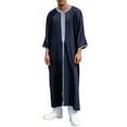 thumbnail image 2 of YaoYar Men's Moroccan Style Long Sleeved Round Neck Embroidered Buckle Holiday Gift Giving Muslim Robe Prayer Kaftan Islamic Arabic Abaya, 2 of 5