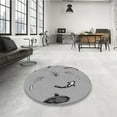 thumbnail image 3 of Ahgly Company Indoor Round Patterned Platinum Gray Area Rugs, 7' Round, 3 of 6