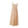 thumbnail image 1 of Vestido floral de algodón con viento de playa, vestido suelto sin espalda de talla grande, vestido de fiesta con tirantes., 1 of 5