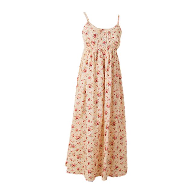 Vestido floral de algodón con viento de playa, vestido suelto sin espalda de talla grande, vestido de fiesta con tirantes.