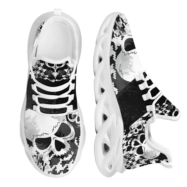 Zapatos planos con estampado de calavera para mujer, zapatillas informales cómodas con cordones para mujer, zapatillas de plataforma ligeras
