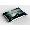 thumbnail image 2 of Ambesonne Fishing Pillow Sham 2 Pack, Boat in Ocean, 26"x20", Dark Blue White, 2 of 3