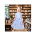 thumbnail image 4 of Sunny Fashion Girls Dress Striped Asymmetrical Color Block Button Sleeveless Casual 6 Years, 4 of 8