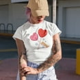 thumbnail image 2 of Yum with Two Heart Lollipops, Retro Valentines Day Art Merch Gift, Baby Blue T-Shirt, Small, 2 of 5