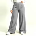 thumbnail image 4 of TEAJOPSUU Plus Size Yoga Pants for Women Wide Leg Stretchy High Waist Elastic Waisted Palazzo Pants Casual Daily Trousers XL-5XL Gray, 4 of 6