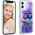 thumbnail image 4 of Case for iPhone 12 Mini, iPhone 12 Mini Case Cute Pink Glitter Luxury Sparkle Liquid for Girls Women Quicksand Clear Soft TPU Protective Phone Case for iPhone 12 Mini Couple Owls, 4 of 12