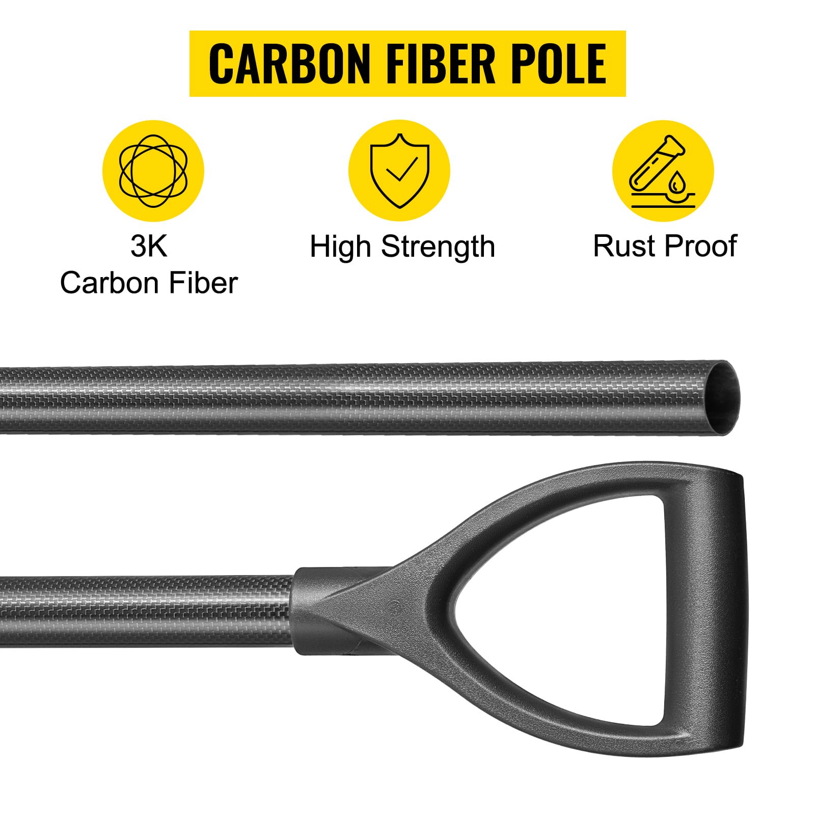 CKG Carbon Fiber Travel Sand Scoop Shovel Handle Universal Lightweight Pole 