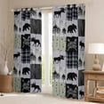 thumbnail image 2 of Erosebridal Hunting Bear Deer Curtains, Buffalo Plaid Curtains & Drapes 42"Wx84"L 2 Panels, Rustic Cabin Patchwork Blackout Curtains Teens Adult, Farmhouse Woodland Window Treatments, 2 of 5