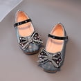 thumbnail image 5 of GiLiling Girls Mary Jane Dress Shoes, Sequin Upper with Rhinestone Bow, Hook-and-Loop Princess Flats for Party Dance Everyday Wear (Black, 5.5 Years), 5 of 6