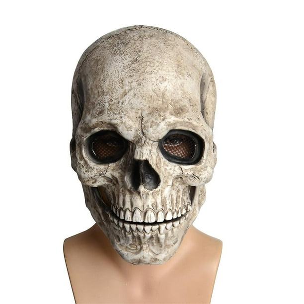 Máscara de calavera de cabeza completa, máscara de Halloween, mandíbula móvil para adultos, disfraz de Halloween, máscara malvada de terror, casco, disfraz de fiesta, accesorios de Cosplay