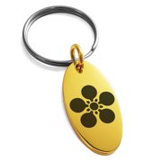 Stainless Steel Maeda Samurai Crest Engraved Small Oval Charm Keychain Keyring