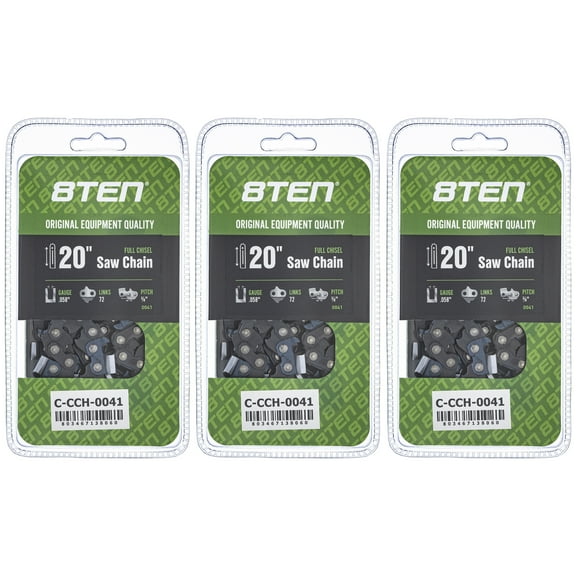 Full Chisel Chainsaw Chain 20 inch .058 3/8 72DL for Husqvarna Makita 3 Pack 810-CCC2263H