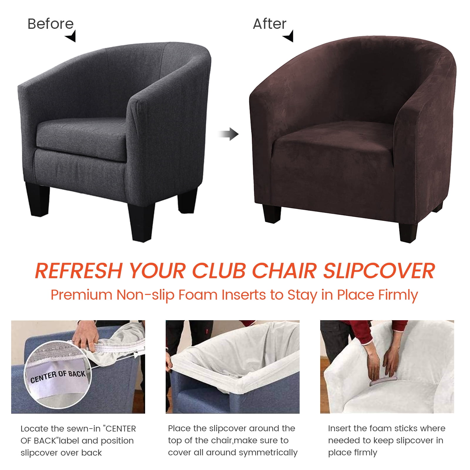 CJC Stretch Velvet Sofa Cover Club Chair Slipcover Plush Chair Covers, Spandex Elastic Armchair Couch Cover Sofa Furniture Protector for Bar Counter Living Room Internet Cafes Hotel