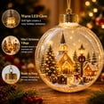 thumbnail image 3 of Christmas Ball Ornaments, Light-Up Village Snowman Scene Bauble, Warm LED Hanging Decor for Tree and Mantel Displays, 3 of 5