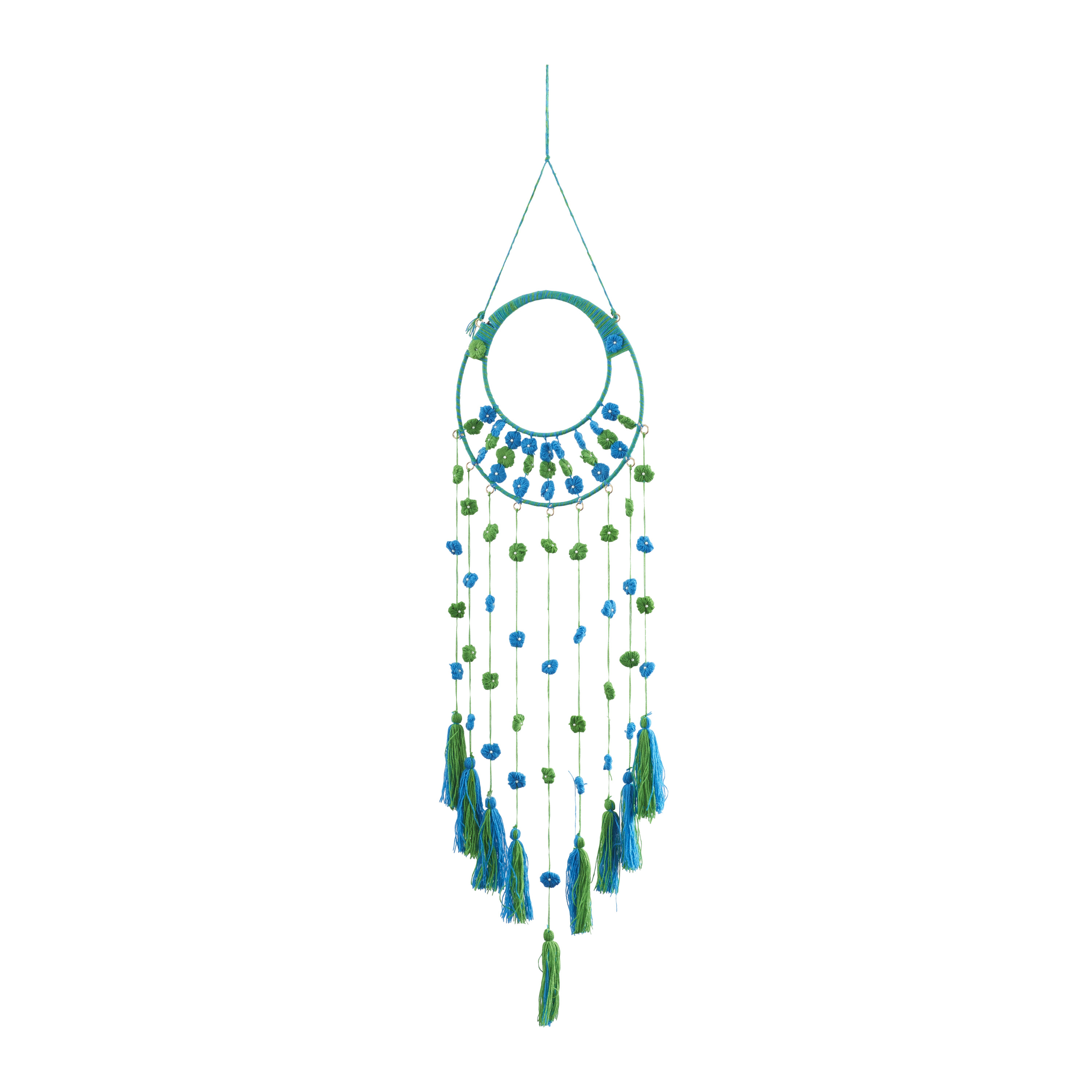 DecMode 13"W, 47"H Metal Bohemian Wall Decor, Blue, 1-Piece