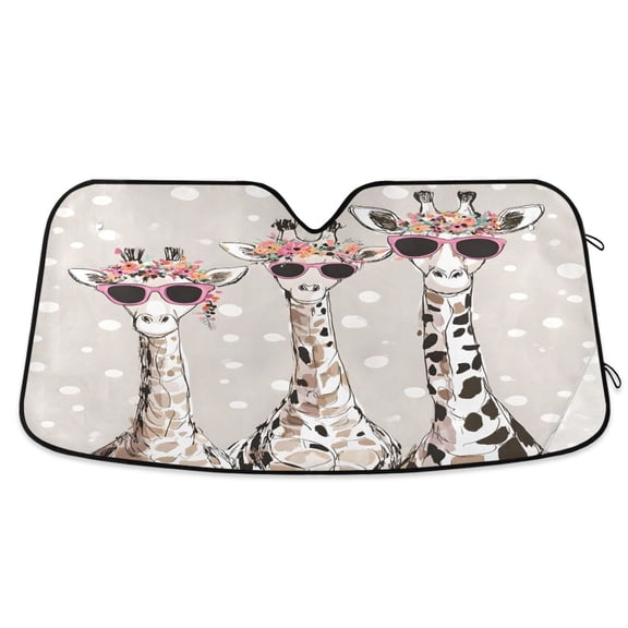 ALAZA Funny Giraffe Pattern Car Windshield Sun Shade Foldable UV Ray Sunshade Visor Protector 55 x 27.6in