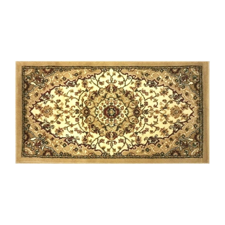 BizChair Traditional Oriental Door Mat Design Bellagio 401 Ivory (24 Inch X  40 Inch)