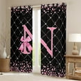 thumbnail image 2 of Manfei Initial N Letter Blackout Curtains Set of 2 (52x84 Each) for Girls, Cartoon Stripes Bow-tie Window Curtains, Princess Bow Curtains and Drapes, Black Out Curtains Home Decor, 2 of 6