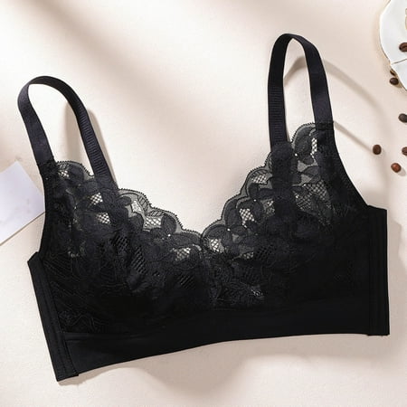 GENGING Ladies Tops Clearance Women s Thin Push Up Breathable Wireless Bra Lace Underwear