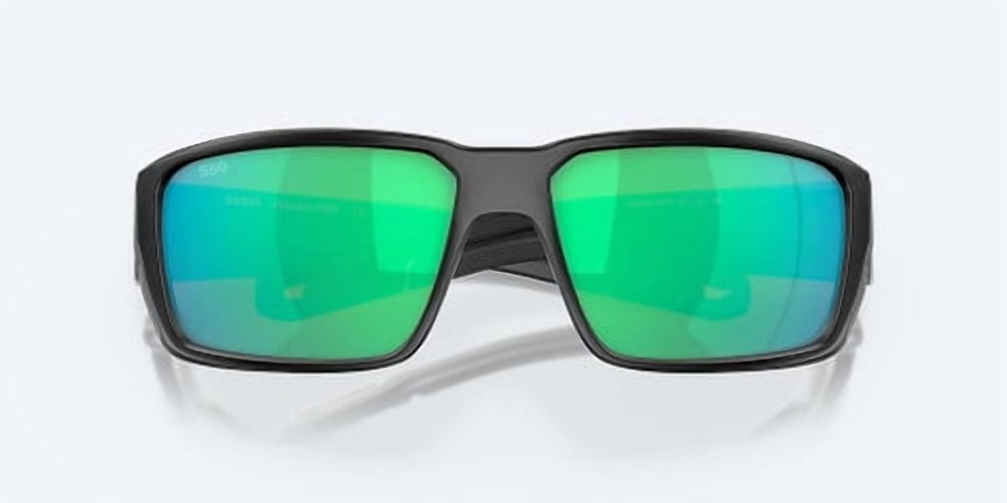 Costa Del Mar Men's 6S9079 Fantail Pro Polarized Rectangular Sunglasses, Matte Black/Green Mirrored 580G, 60mm