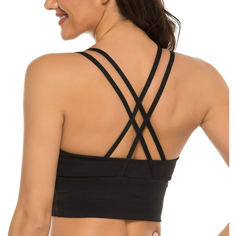 Back Sport Bras Padded Strappy Criss Cross Cropped Bras For Yoga