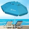 AMMSUN 6.5ft Heavy Duty Beach Umbrella with Tilt Sun Shelter & UV Protection & Carry Bag,Sky Blue