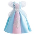 thumbnail image 1 of adviicd Robes de Pâques pour Filles Robe d'Été à Manches à Volants en Maille Ligne A Décontractée pour Fête Bleue,160, 1 of 5