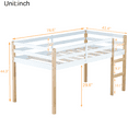 thumbnail image 7 of PAPROOS Solid Wood Twin-Size Low Loft Bed with Ladder, White+Natural, 7 of 7