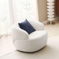thumbnail image 3 of Williamspace 2 Pcs Modern Curved Sofa with Swivel Accent Sofa Chair, Luxury Back Upholstered Boucle Fabric Couch and Round Leisure Arm Chair Set with 3 Throw Pillows for Living Room, Apartment, Beige, 3 of 6
