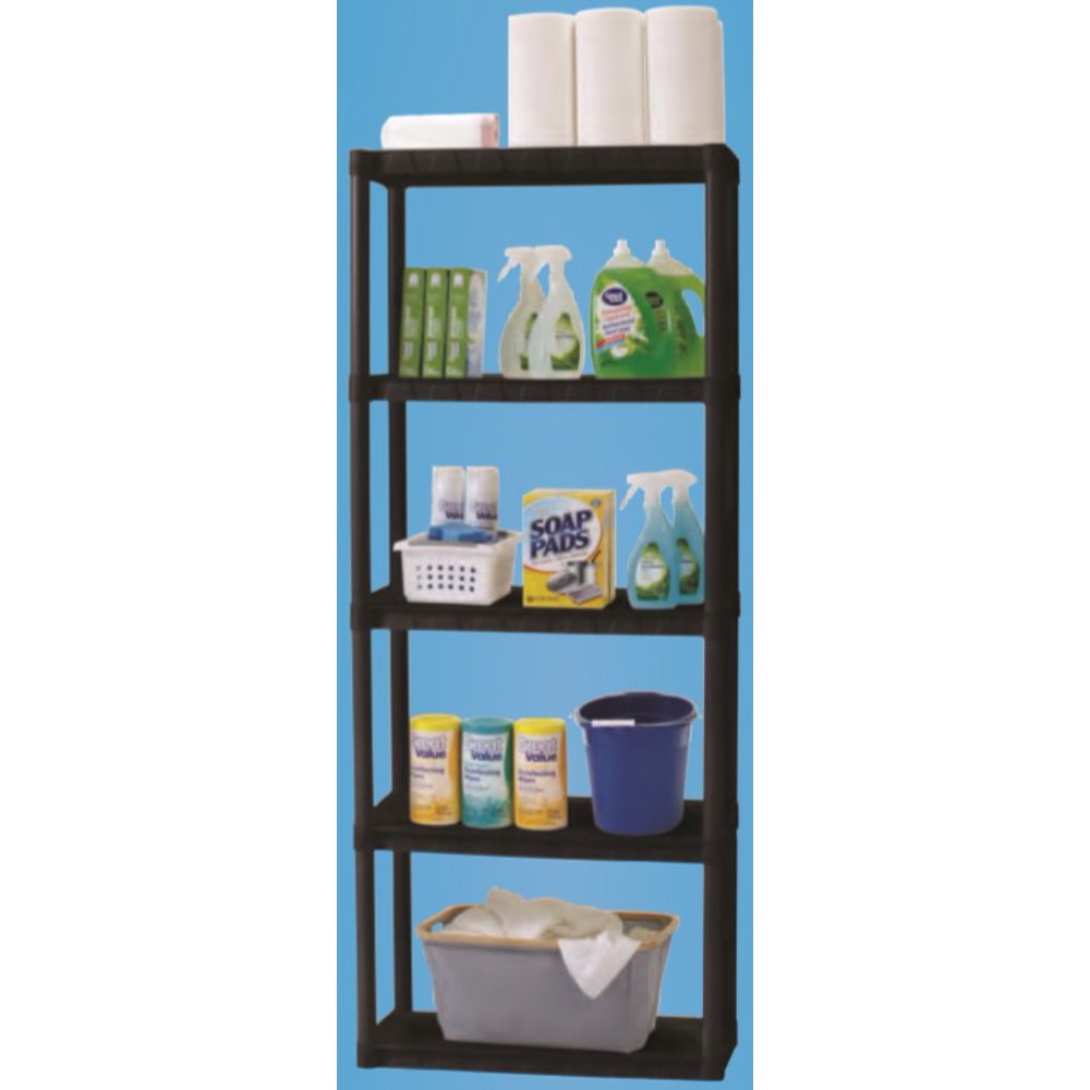 Plano 30" x 14" x 73" 5 Shelf Plastic Shelving Units, Black, 375 lb Capacity