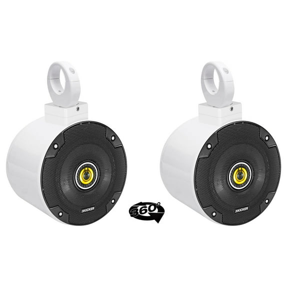 (2) kicker CSC54 5.25" 360° Swivel White Aluminum Wakeboard Tower Speakers