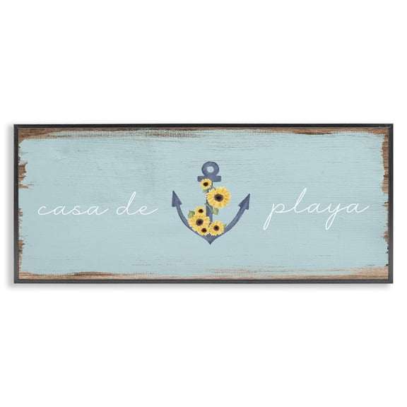 Stupell Industries Casa de Playa Nautical & Beach Painting Black Framed Art Print Wall Art, 24 x 10