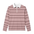 thumbnail image 4 of SERTGUTR Girls Striped Half Zip Shirt, Long Sleeve Turn Down Collar Top, Loose Casual School Uniform Shirt, Everyday Outdoor Daily Shirt, 4 of 9