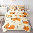 thumbnail image 1 of YST 7Pcs Cartoon Fox Kids Comforter Set, Cute Animal Botanical Leaves, Polyester, Queen Size (1 Count), 1 of 5
