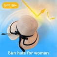 thumbnail image 3 of Circunferencia del sombrero de 56-58 cm, sombrero de paja con lazo, sombrero de paja para la playa de verano para mujer, sombrero para el sol con ala grande, sombrero para el sol dividido, 3 of 5
