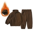 thumbnail image 3 of Owordtank Toddler Kids 2pcs Brushed Fleece Sweatsuit Hooded Pullover Tracksuit Kids Boys Girls Sweatshirt + Pants, 3 of 3