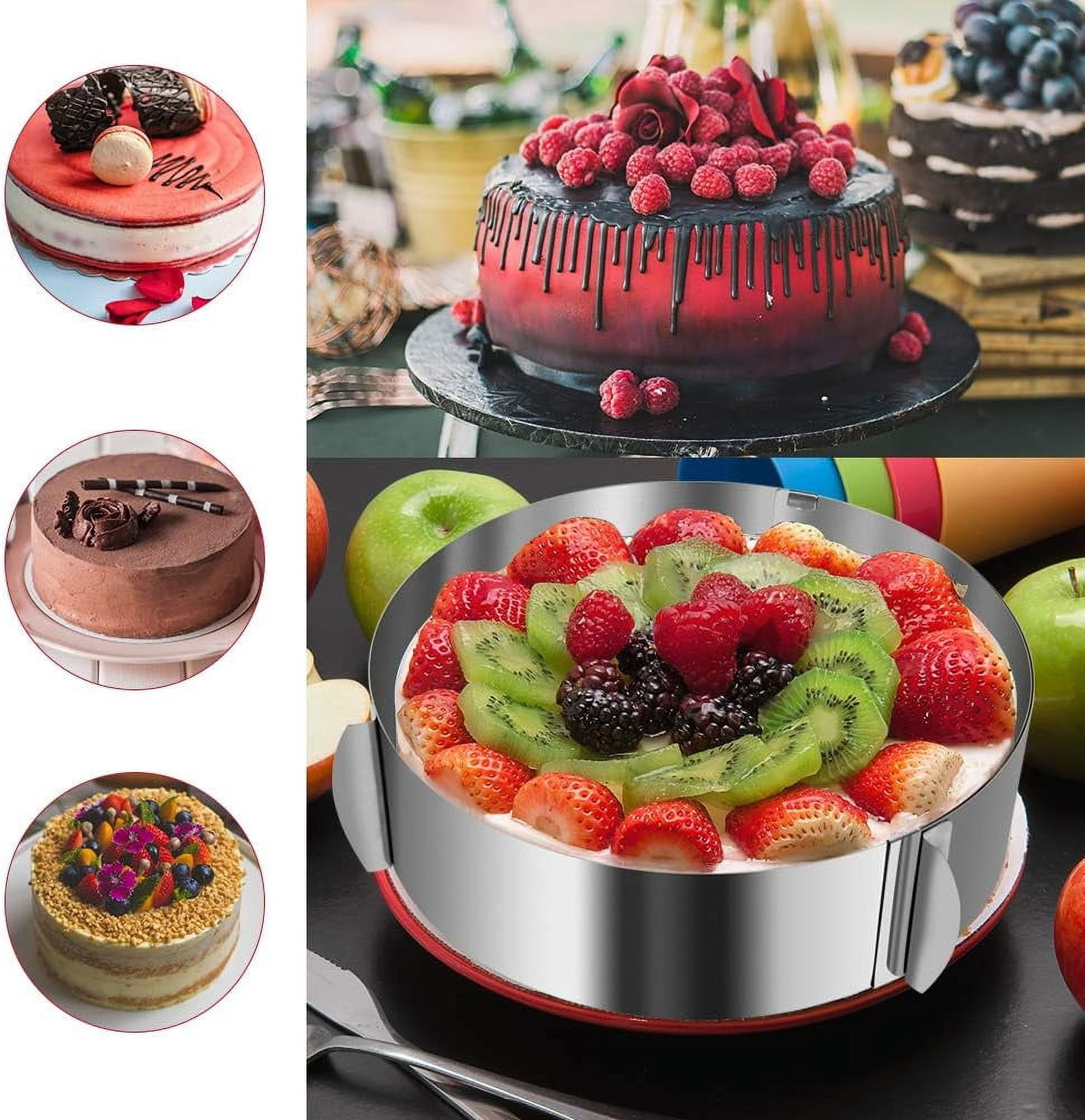 Multipurpose Round Steel Ring, Adjustable Cake Mold Ring for Baking, Premium Quality Functional Baking Gifts, 1 Ring 6.25-12 Inches