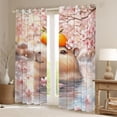 thumbnail image 2 of Erosebridal Kids Kawaii Capybara With Fruit Orange Black Out Curtains,Boys Girls Floral Cherry Blossoms Curtains Pack of 2 (42x63 Each)Luxury Bedroom Decor, 2 of 6