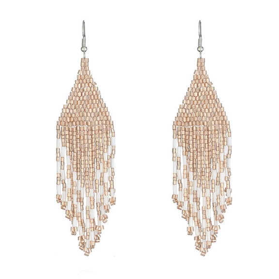 Handmade Bohemian Tassel Earrings With Beaded Fringe Design 1 Pair Earrings)