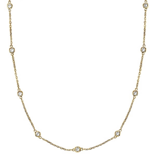 Diamond Station Necklace Bezel-Set in 14k Yellow Gold (0.50 ctw)
