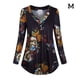 thumbnail image 1 of Camisa de manga larga con cuello en V superior para mujer Blusa informal con estampado floral, M, Negro Speravity AP000933-06, 1 of 7