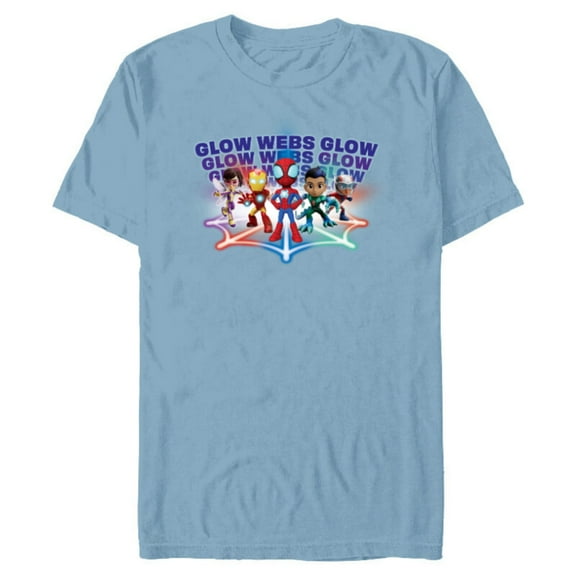 Marvel Spidey and His Amazing Friends Avengers Glow Webs - Short Sleeve Blended T-Shirt for Adults - Customized-Ocean Blue