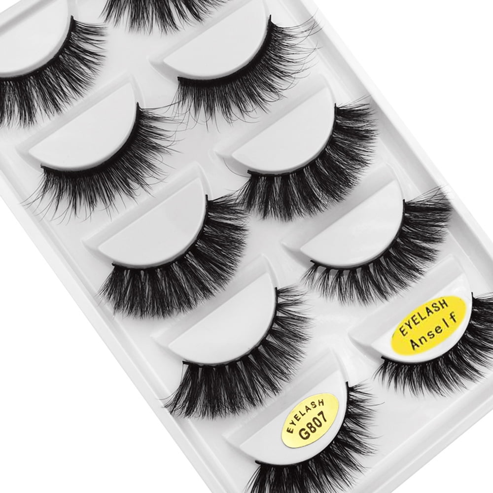 Anself 10 Pairs False Eyelashes 3D Reusable Handmade Fake Eyelashes Set