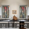 thumbnail image 3 of Mushroom (24) Kitchen Curtains - Vintage Tier Curtains for Bathroom Living RV Rod Pocket Window Drapes 36 Inch 2 Panels Set 27.5"x39" Window Treatment Tiers, 3 of 4