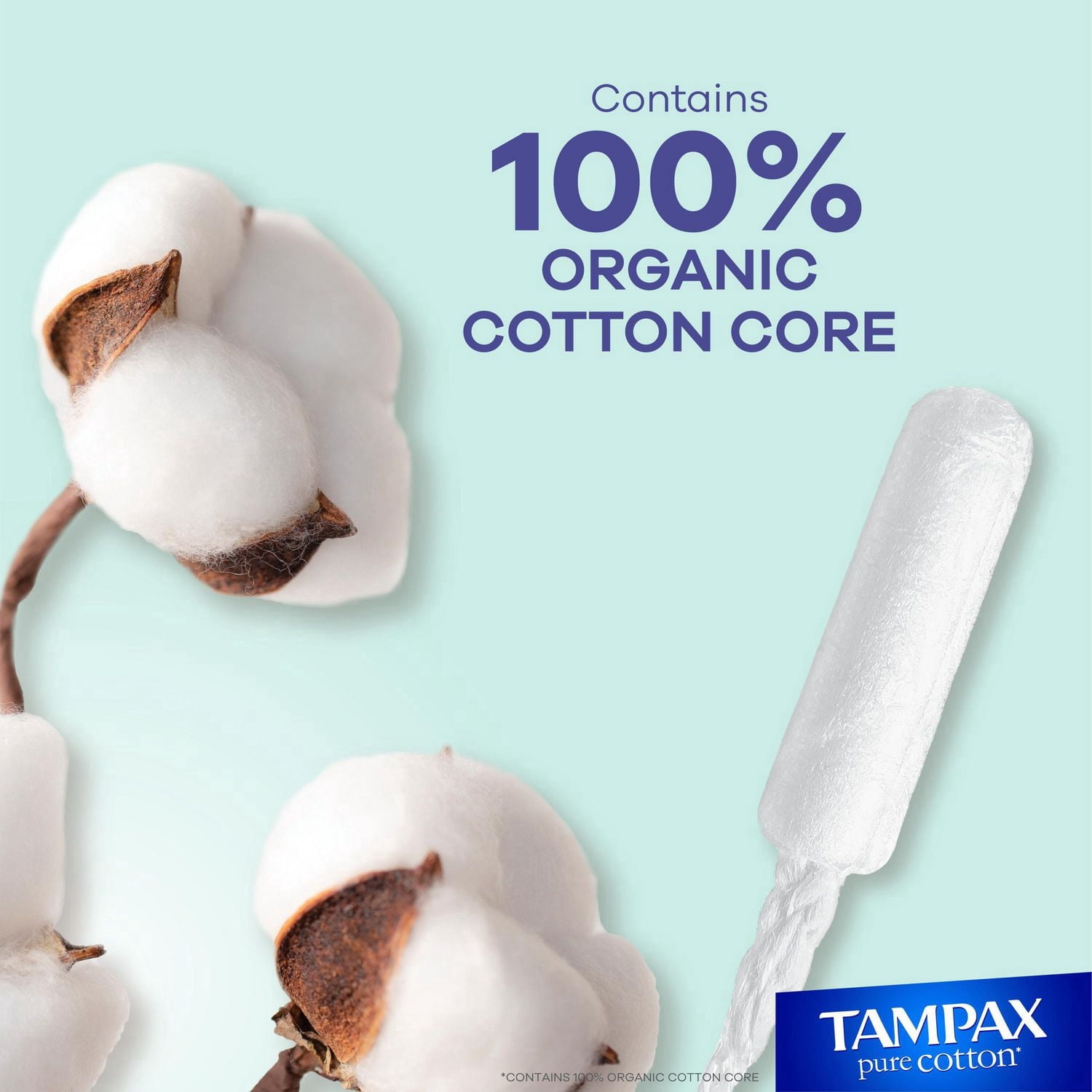 Tampons Tampax Pure Cotton, avec centre fait à 100 % de coton biologique, degré d’absorption régulier